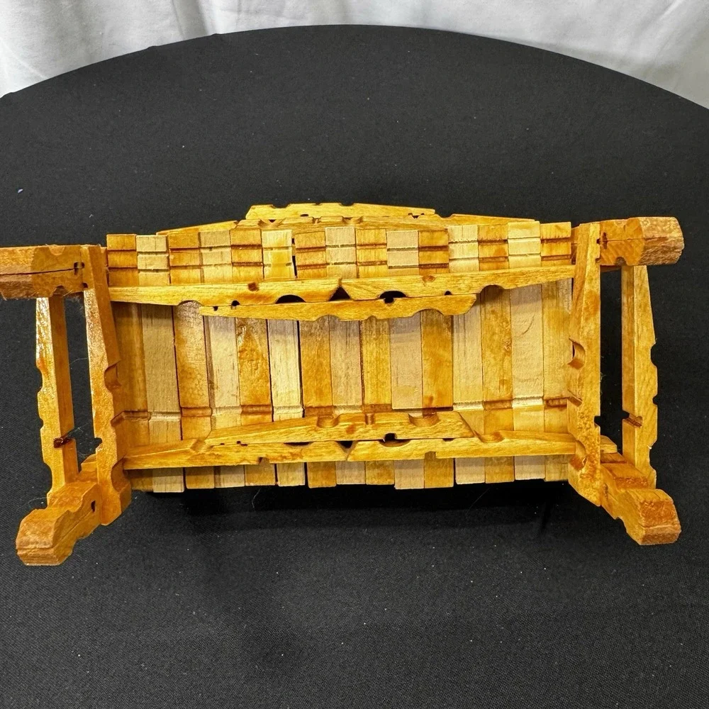 Handmade Doll Bench Made From Wooden‎ Clothes Pins, Unique Piece, 6.5